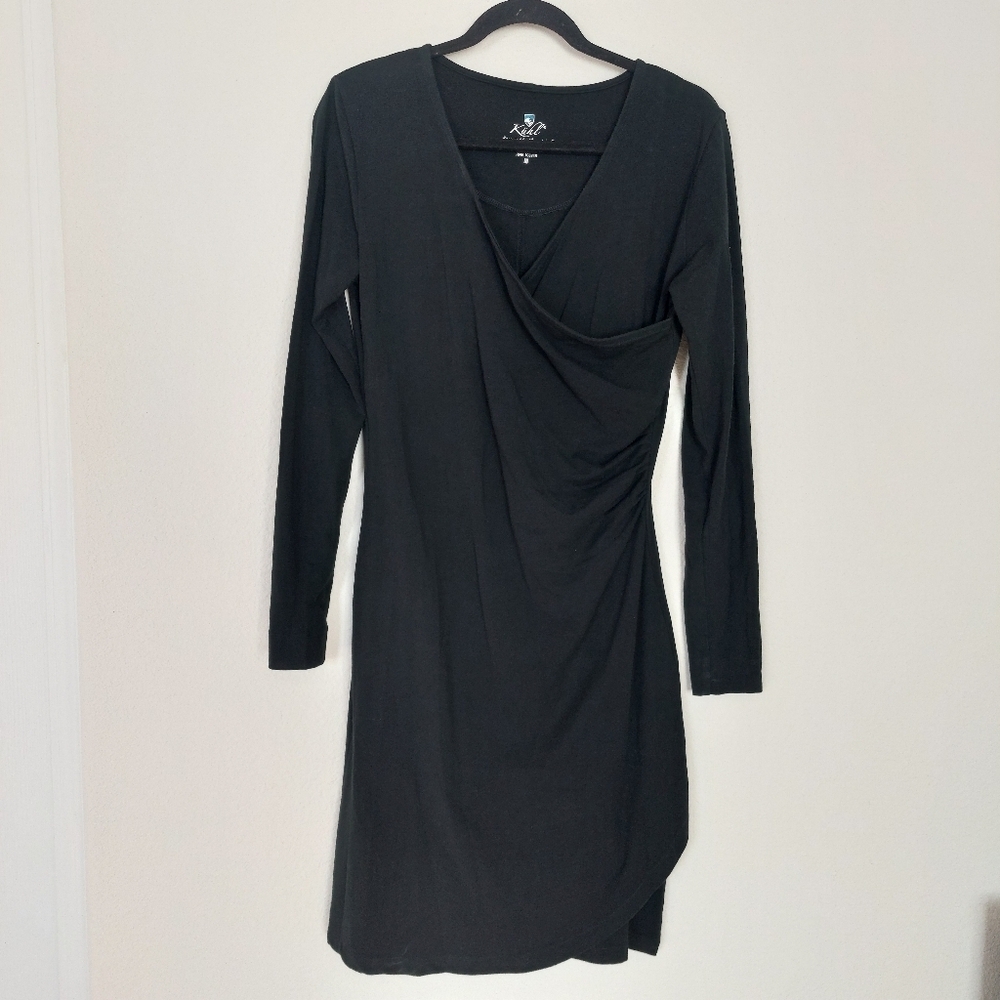 KUHL Vienna Faux Wrap Longsleeve Dress ‎ Black Size Medium